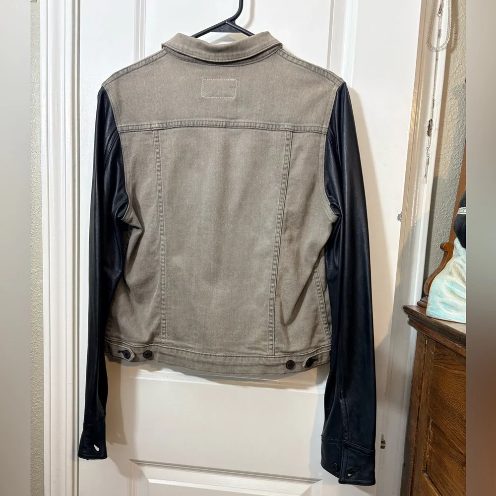 RAG & BONE Iron Denim & Genuine Lamb Leather Sleeve Jacket - Large - Picture 15 of 16